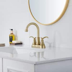 4 in. Centerset 2-Handle Bathroom Sink Faucet with Pop-Up Drain in Brushed Gold