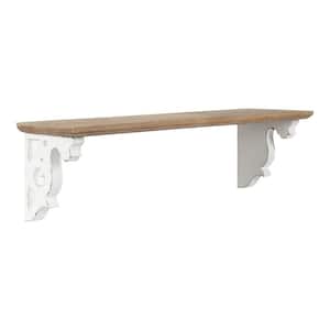Abbidee 8 in. x 24 in. x 7 in. Rustic Brown/White Wood Floating Decorative Wall Shelf Without Brackets