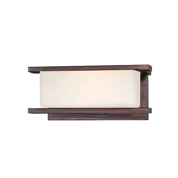 Designers Fountain 9 in. Facet 1-Light Tuscana Mid-Century Modern Wall Mount Sconce Light with White Opal Glass Shade