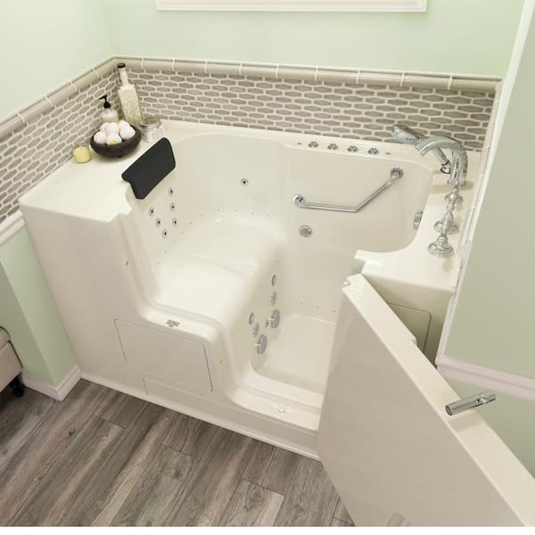 Gelcoat premium series 32 in. x 52 in. Right Hand Drain Soaking Bathtub in Beige