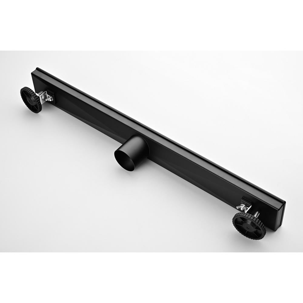 24-Inch Matte Black Stainless Steel Linear Shower Drain with Hair Strainer