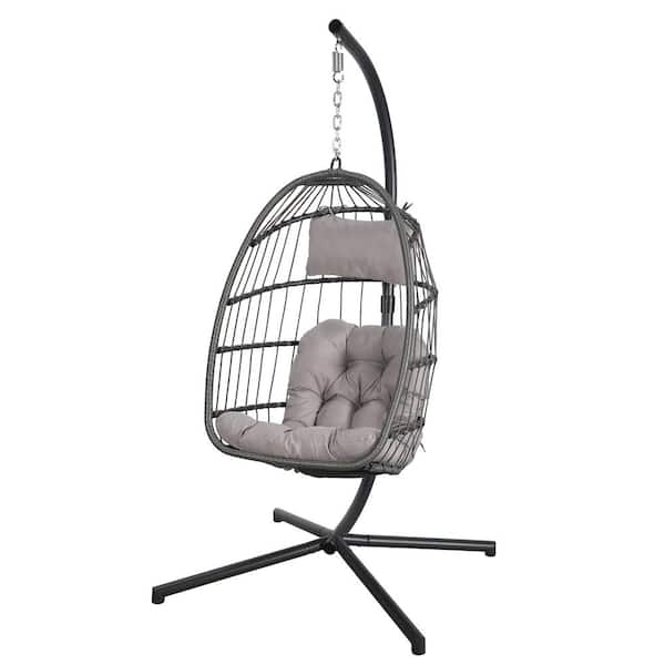 Patiorama Egg Swing Chair with Stand in Light Gray PA-43 - The Home Depot