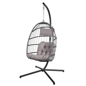 Patiorama Egg Swing Chair with Stand in Light Gray