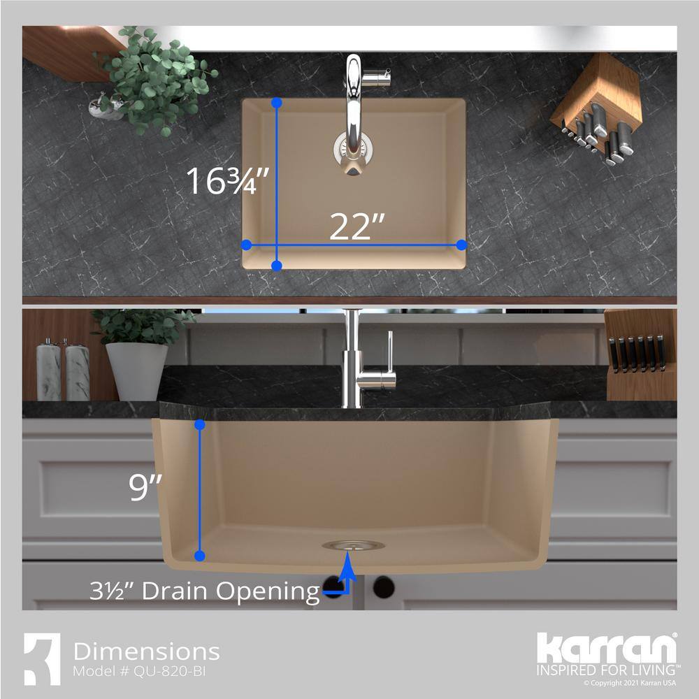 Bisque Quartz Composite Single Bowl Undermount Kitchen Sink