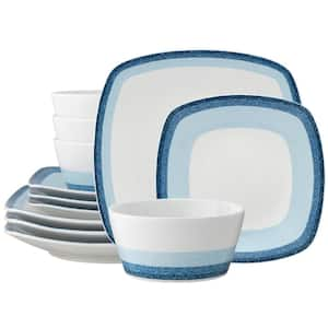 Colorscapes Layers Sky Porcelain 12-Piece Square Dinnerware Set, Service for 4