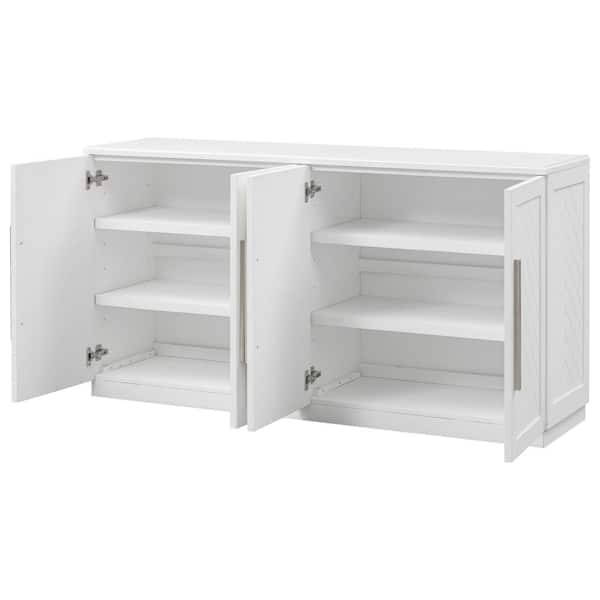 60 in. W x 16 in. D x 32 in. H Bathroom White Linen Cabinet 2023-6-16-7 -  The Home Depot