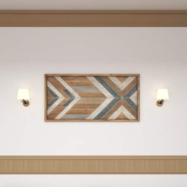 Litton Lane Wood Brown Handmade Southwestern Geometric Wall Decor 47919 -  The Home Depot