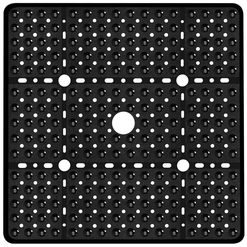 27 in. x 27 in. Square Shower Mat in Black, Non Slip Shower Bathtub Mat with Big Suction Cups and Drain Holes price history on PriceWatchPro