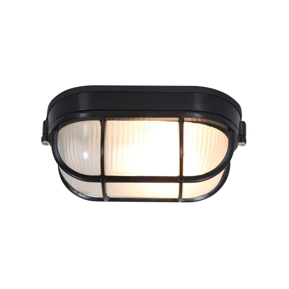 Nauticus Black Frosted Glass Outdoor Wall Light