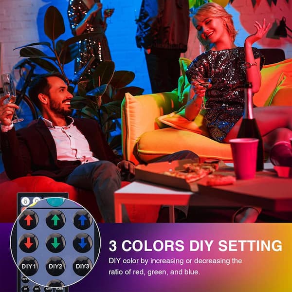 Lukyamzn 4-Piece 20-Watt LED RGB Color Changing Waterproof Flood Light with Remote and Dimmable Modes for Stage Lightings Parties