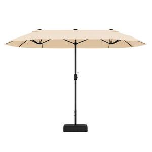 13 ft. Metal Double-Sided Market Patio Umbrella in Beige