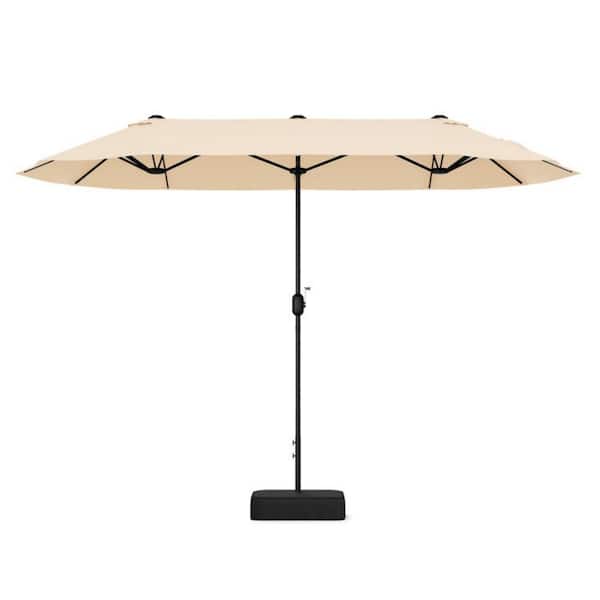 LIVIZA 13 ft. Metal Double-Sided Market Patio Umbrella in Beige