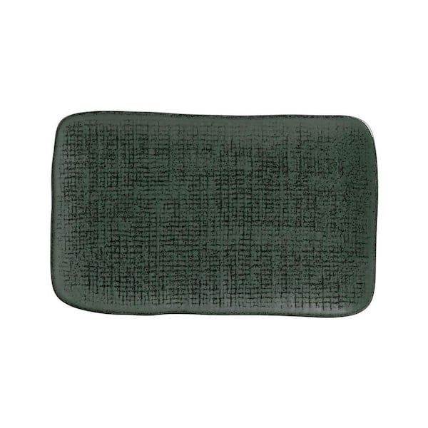 10.63 in. Greenery Green Stoneware Rectangular Platter Medium Juta (Set of 4)