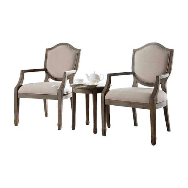 Best Master Furniture Solace Antique Natural 3-Piece Traditional Accent Chair with End Table Set