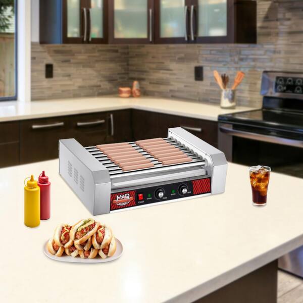 Rotisserie-Style Stainless Steel In Commercial 24-Hot Dog Indoor Grill 290 Sq 