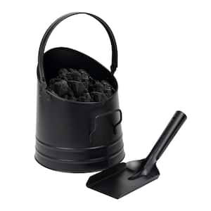 10 in. L x 10 in. W x 11.25 in. H Fireplace Ash Bucket and Shovel Fireplace Accessories Metal 2 pcs, Black