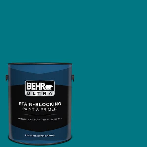 BEHR ULTRA 1 gal. #P470-7 The Real Teal Satin Enamel Exterior Paint & Primer