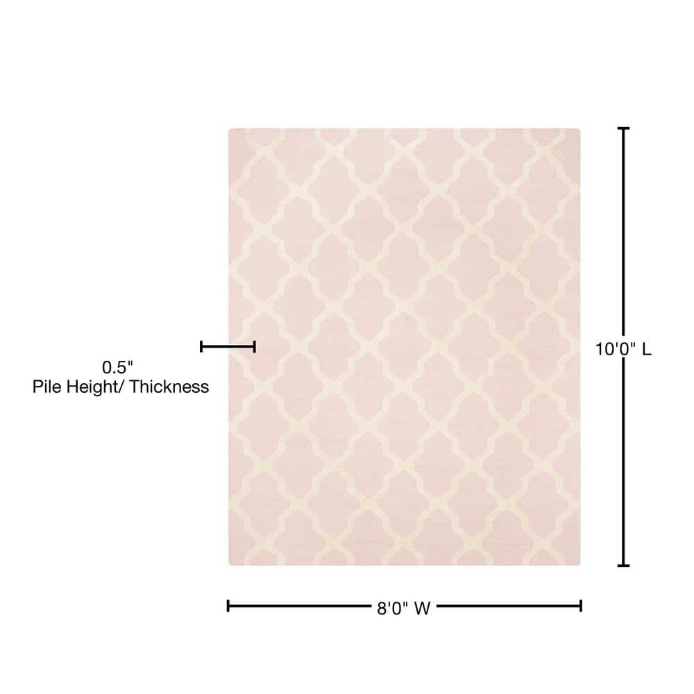 Light Pink and Ivory Hand-Tufted Wool Area Rug