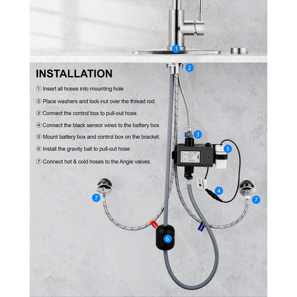 Brushed Nickel Touchless Pull-Down Kitchen Faucet with Spray