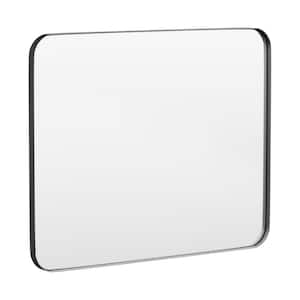 40 in. W x 32 in. H Tempered Glass Rectangular Framed Wall-Mounted Bathroom Vanity Mirror in Black