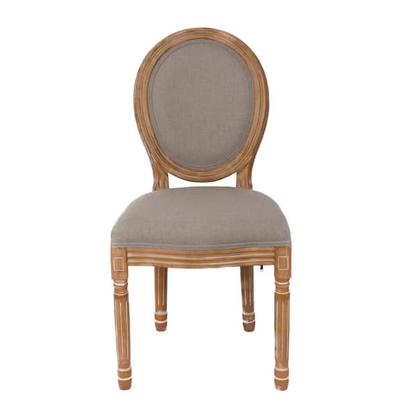Unbranded Gray French Dining Chairs Vintage Armless Side Chairs Linen Upholstered Dining Room Chairs with Wood Legs (Set of 2)