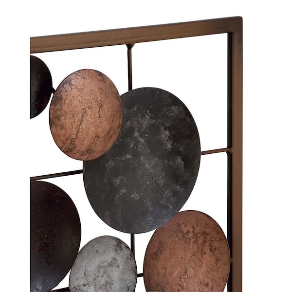 Metal Multi Colored Overlapping Round Cutouts Geometric Wall Decor (Set of 2)