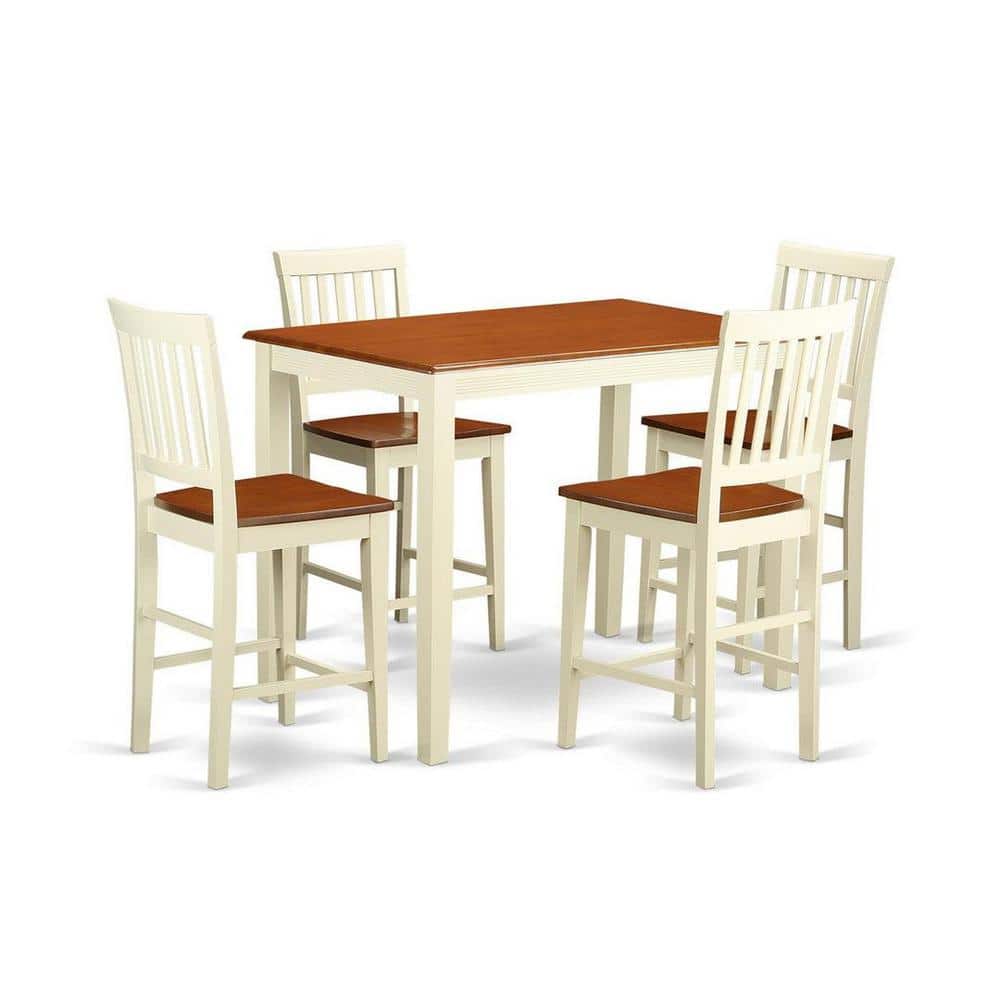 Buttermilk and Cherry 5-Piece Counter Height Pub Set with Cross Back Chairs