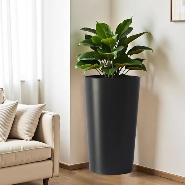 Noble House Junia Modern Large 21.7 in. Tall Black Matte Plastic