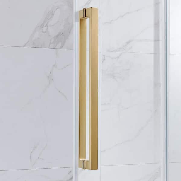 Bel Soft Close 48 in. W x 78.75 in. H Alcove Sliding Frameless Shower Door in Gold