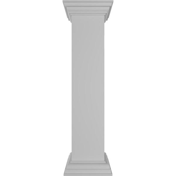 Ekena Millwork Plain 40 in. x 8 in. White Box Newel Post with Flat Capital and Base Trim (Installation Kit Included)