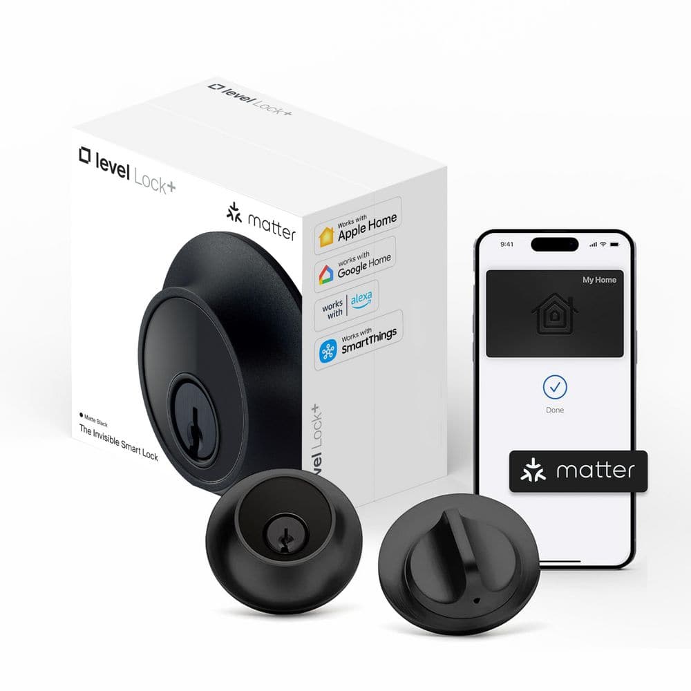 Level Lock Plus (Matter) Matte Black Matter-Over-Thread Smart Lock ...