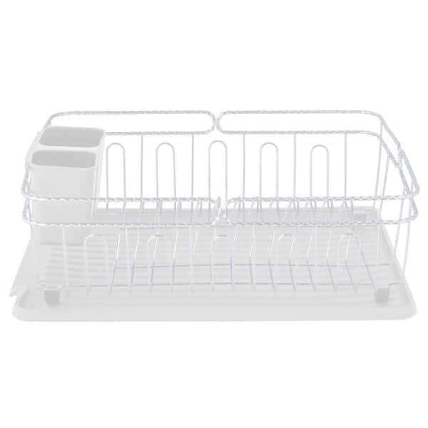 Kitchen Details Chrome 3 Piece Set Dish Rack in White 