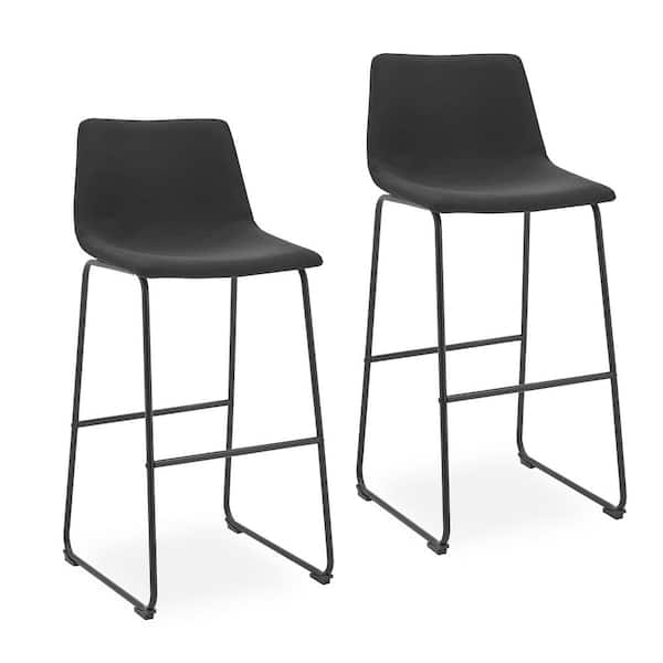 Barton Myrick 42 in. Black Bar Stools with Footrest (Set of 2)