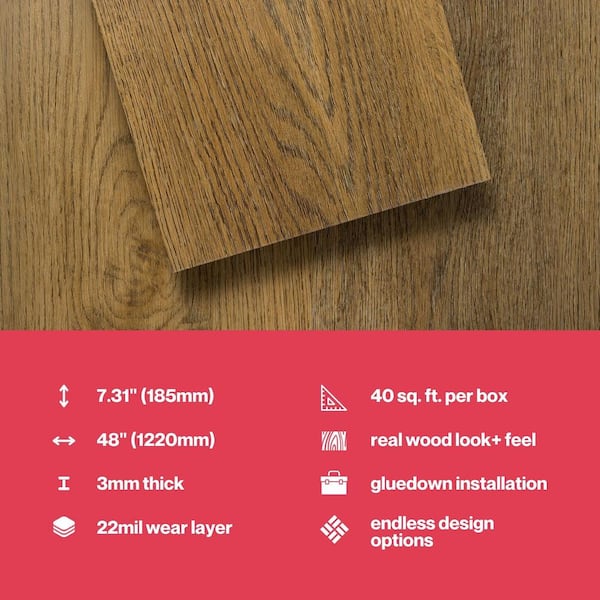 Lucida USA (Sample) Gluecore Woodmere Brown Wood Look 22-mil Glue Down Luxury Vinyl Plank