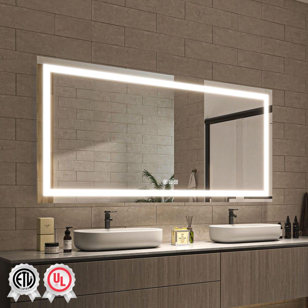 waterpar 72 in. W x 36 in. H Rectangular Frameless Wall Bathroom