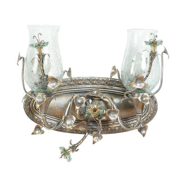 Yosemite Home Decor Morning Glory Collection 2-Light Caribbean Gold Bathroom Vanity Light with Nouvel Crackled Glass Shade