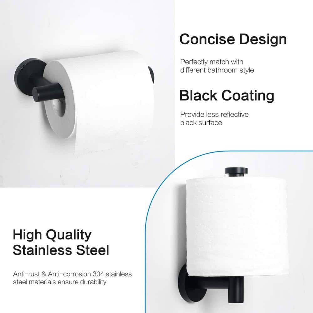 Stainless Steel Black 5-Piece Modern Bathroom Hardware Set