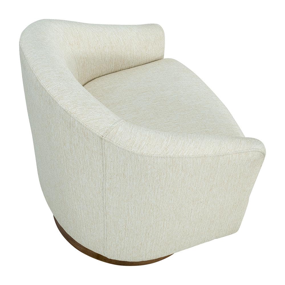 Cream Barrel Swivel Chair with Manufactured Wood Base
