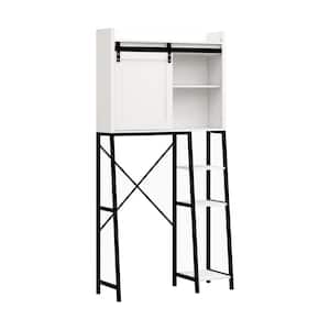 32.48 in. W x 11.81 in. D x 64.56 in. H White Linen Cabinet with Adjustable Shelves and Side Storage Rack