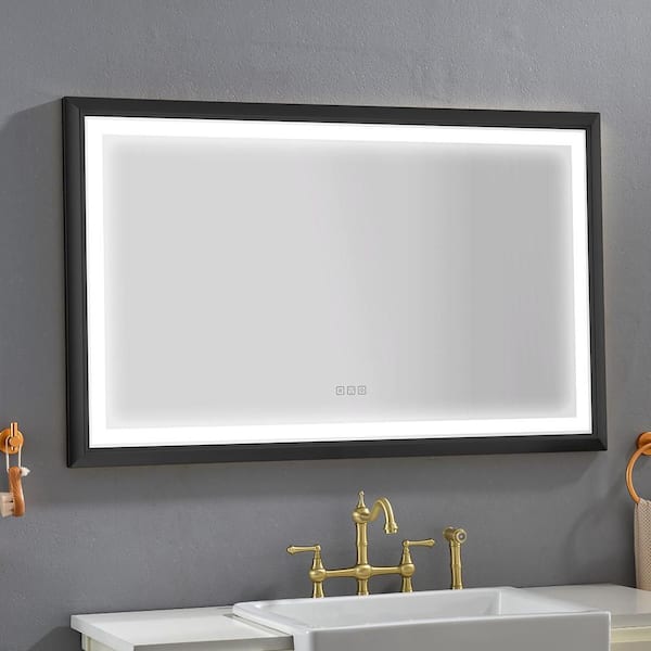 Blisstyle Matte Black 48 in. W x 29.7 in. H Modern Rectangle Aluminium Framed Mirror Wall Mirror Vanity Mirror