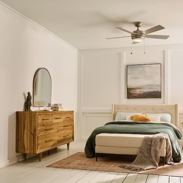 Starkk 52 in. Indoor Brushed Nickel Downrod Mount Ceiling Fan with Integrated LED with Pull Chain