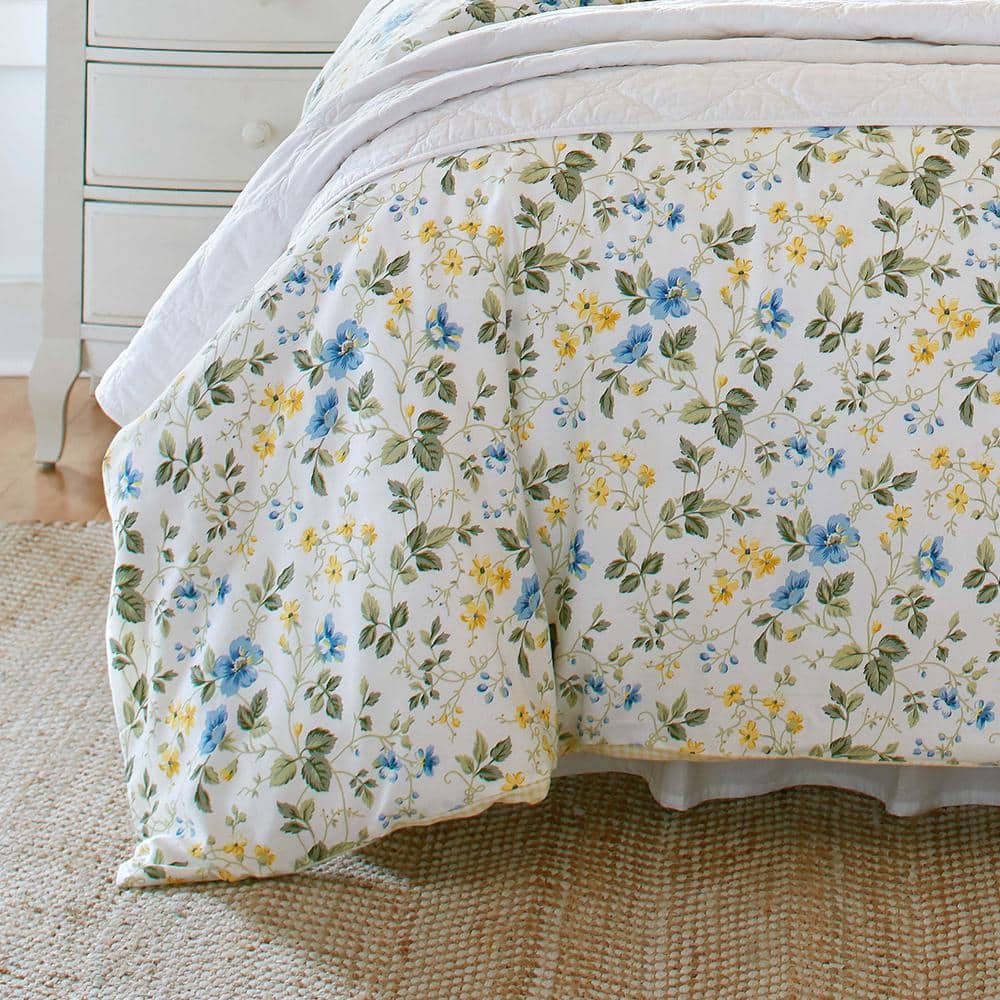 King Blue and Yellow Floral Cotton Duvet Cover Set