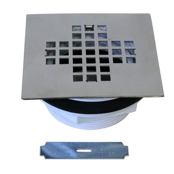 2 in. Sch. 40 PVC Shower Drains with 41/4 in. Square Cover in Satin