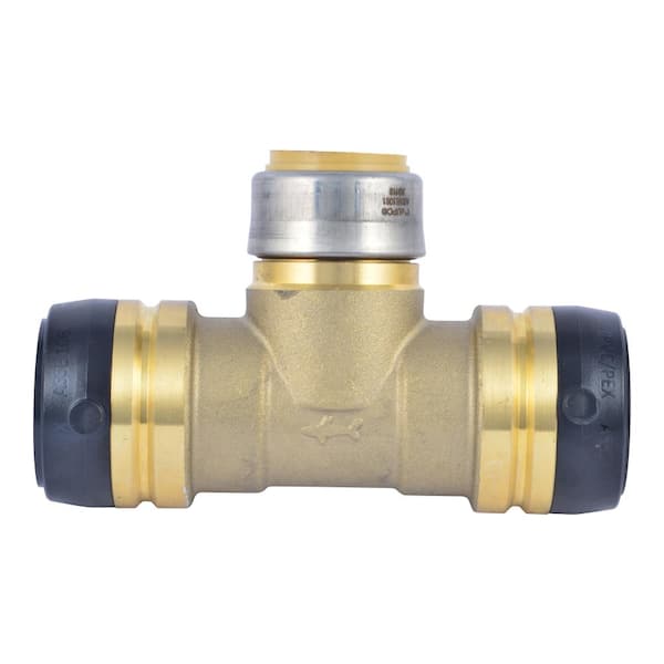 SharkBite 1-1/4 in. x 1-1/4 in. x 1 in. Push-to-Connect Brass Reducing Tee Fitting