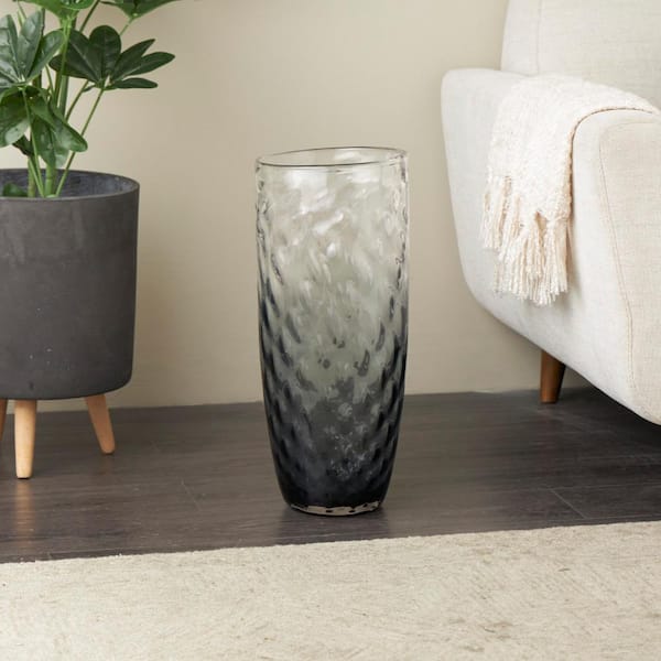 Litton Lane 21 in. Black Handmade Ombre Glass Decorative Vase