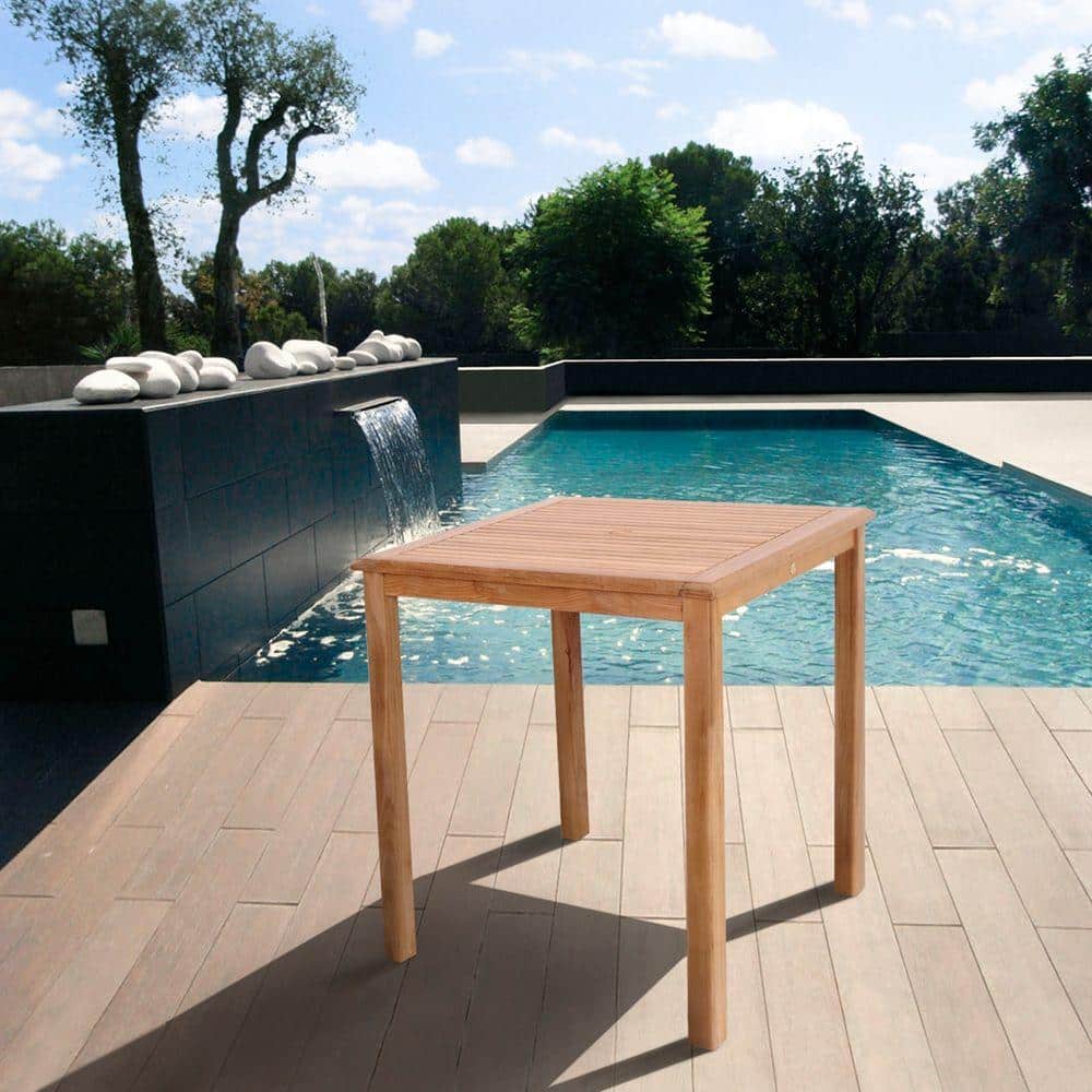 Eden Light Brown Teak Square Bar Table