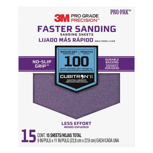 3M Pro Grade Precision 9 in. x 11 in. 100 Grit Advanced Sanding Sheets (15-Pack) (Case of 5)