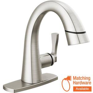 Stryke Single Handle Single Hole Bathroom Faucet with Pull-Down Spout in Lumicoat Stainless
