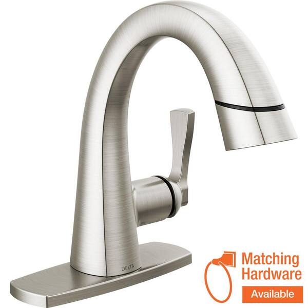Delta Stryke Single Handle Single Hole Bathroom Faucet with PullDown