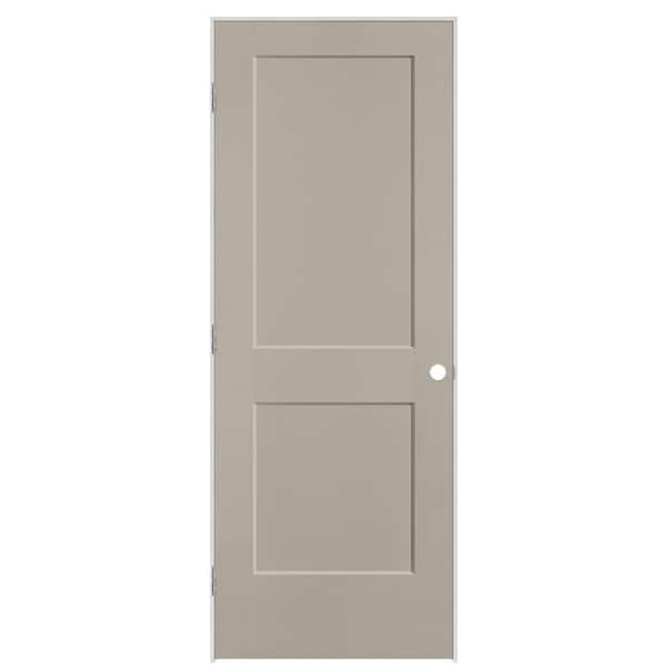 Masonite 30 in. x 80 in. 2-Panel Logan Right-Hand Solid Core Smoked Tan Molded Composite Single Prehung Interior Door